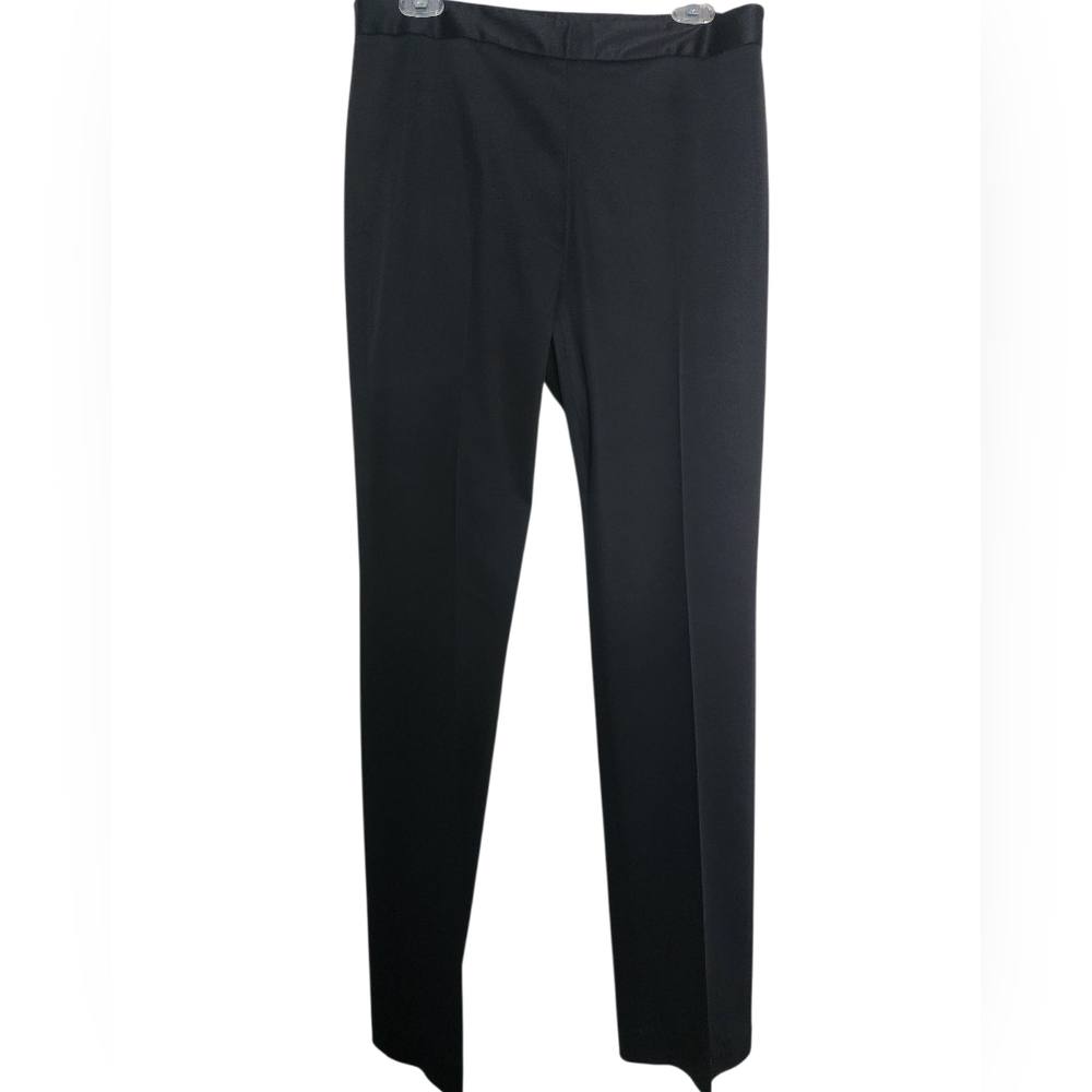 Sigrid Olsen Women's Black Stretch Blend Satin Sheen Side‎ Zip Dress Pants Sz 8